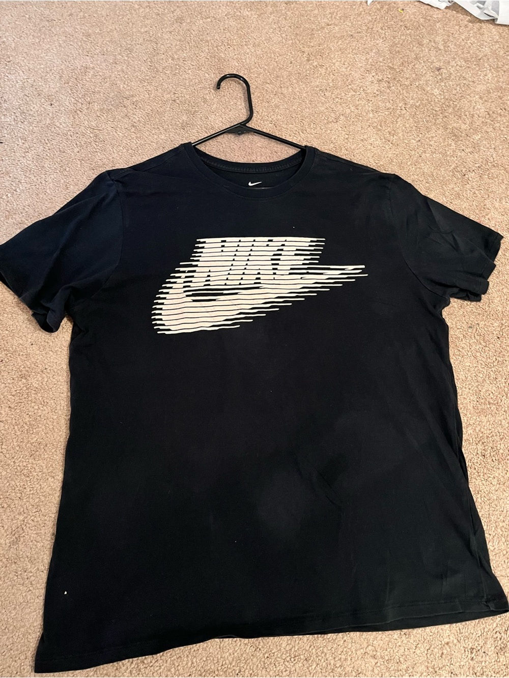 Nike Black Short Sleeve Tee with Distorted White Swoosh